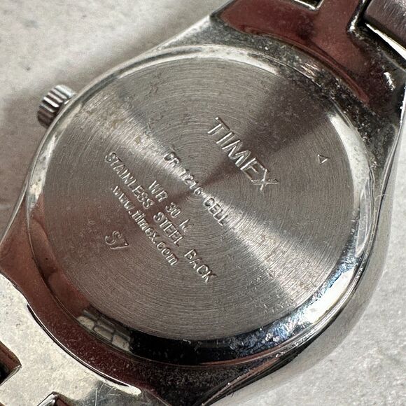 Timex Watch Women 25mm Round Pave Bezel Black Dial Silver Tone 6.25" New Battery - Picture 8 of 11